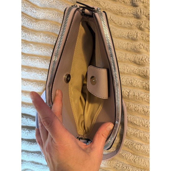 Nine West Handbag Bundle Brown Monogram Satchel & Mauve Pink Crossbody Bag - Picture 9 of 12